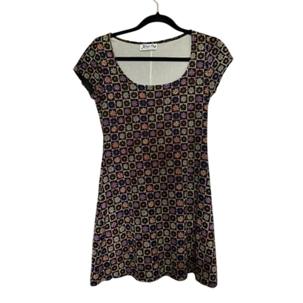 Vintage 90s grunge Kala square floral mini dress